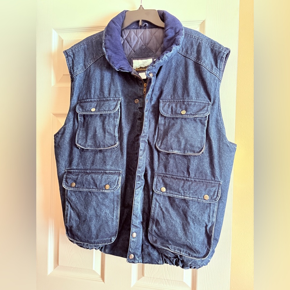 Denim Vest Blue Vintage Field master  with Pockets